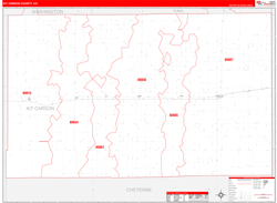 Kit Carson County, CO Wall Map Zip Code Red Line Style 2024